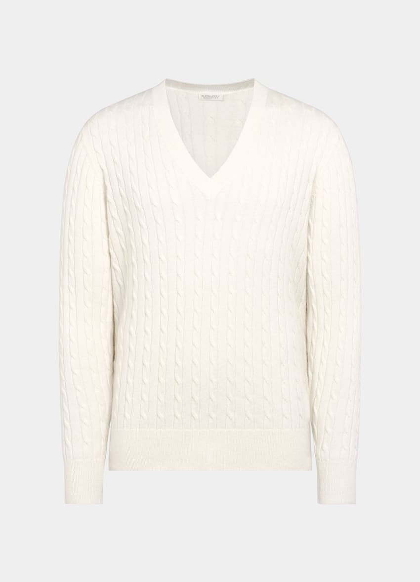 White mens v neck sweater hotsell