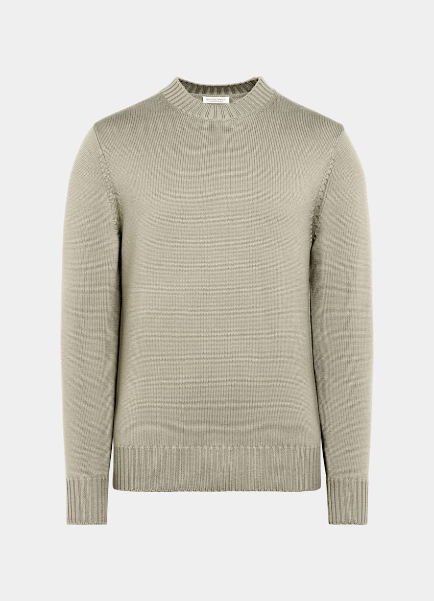 SUITSUPPLY Czysta wełna Sweter crewneck merino zielony