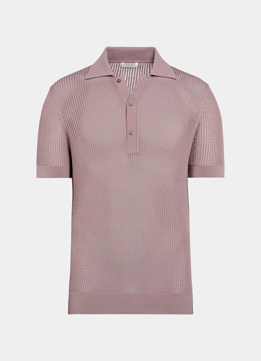 SUITSUPPLY Kalifornische Baumwolle und Maulbeerseide Crochet-Poloshirt purpur