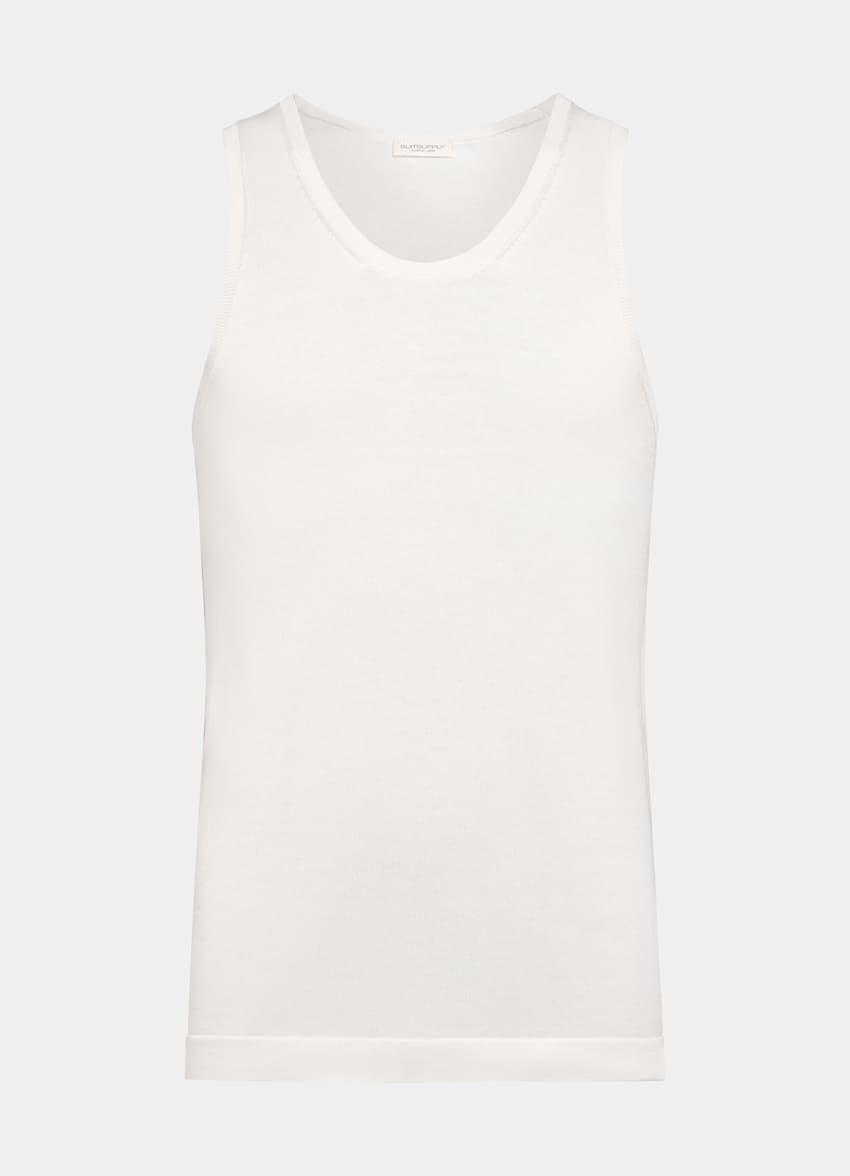 SUITSUPPLY Californian Cotton & Mulberry Silk Off-White Knitted Tank Top