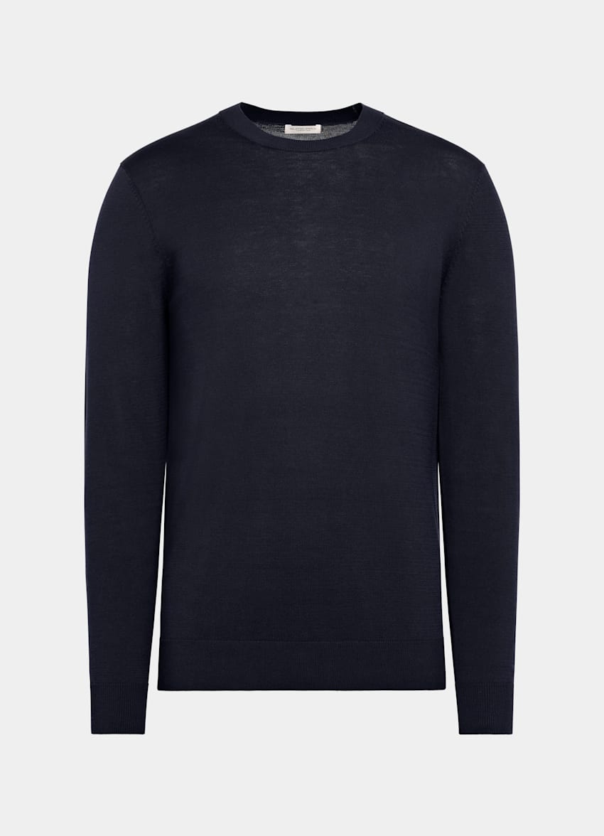 SUITSUPPLY Californian Cotton & Mulberry Silk Navy Crewneck