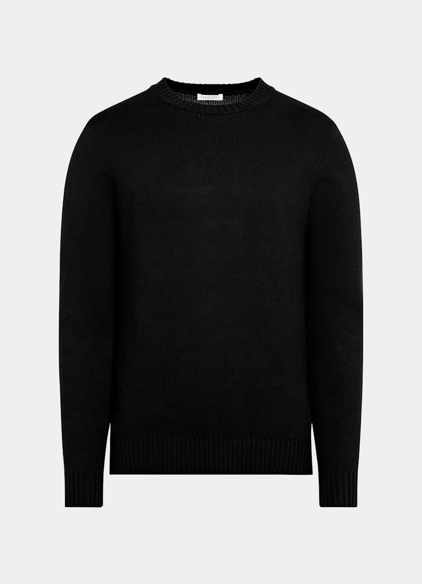 SUITSUPPLY Pure Californian Supima Cotton Black Crewneck