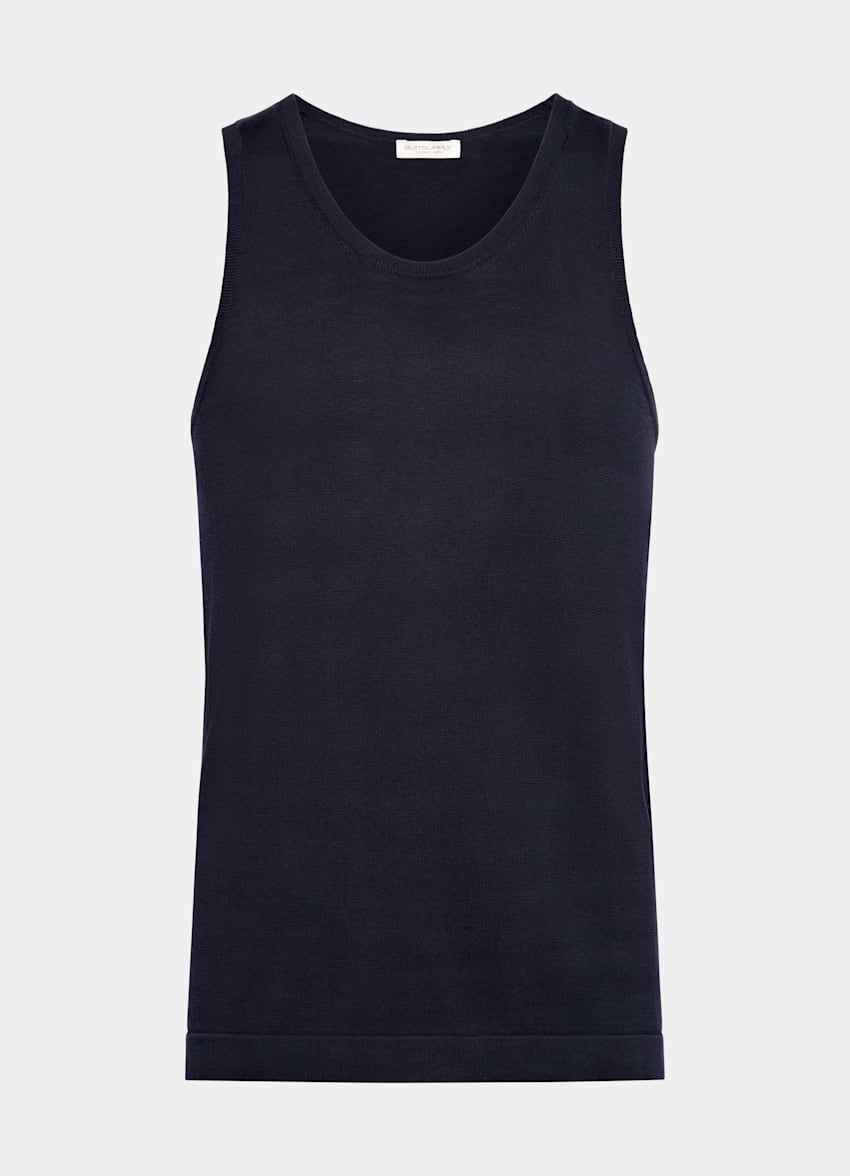 SUITSUPPLY Californian Cotton & Mulberry Silk Navy Knitted Tank Top
