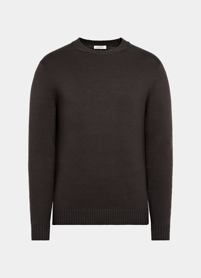 SUITSUPPLY Pure Californian Supima Cotton Dark Brown Crewneck