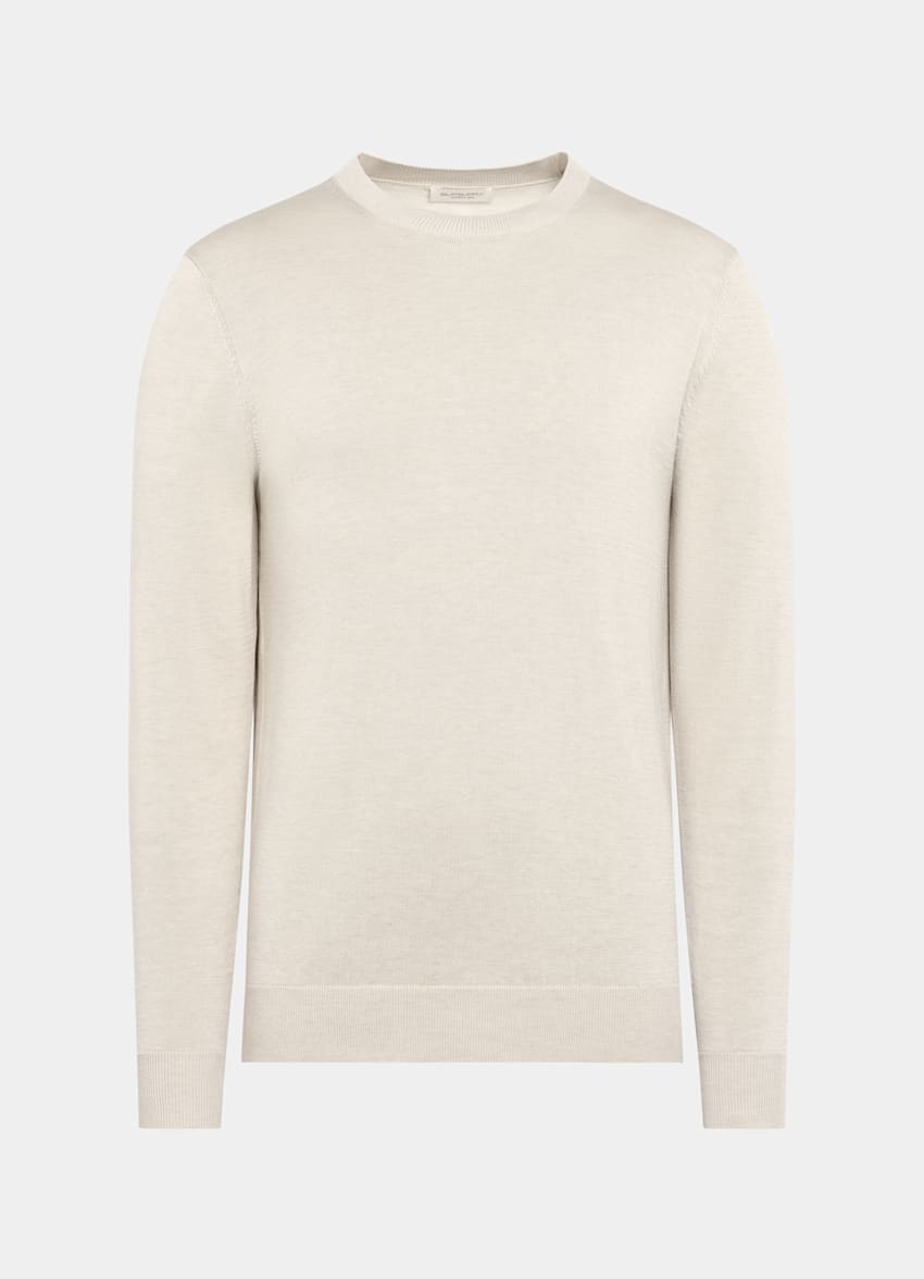 SUITSUPPLY Californian Cotton & Mulberry Silk Sand Crewneck
