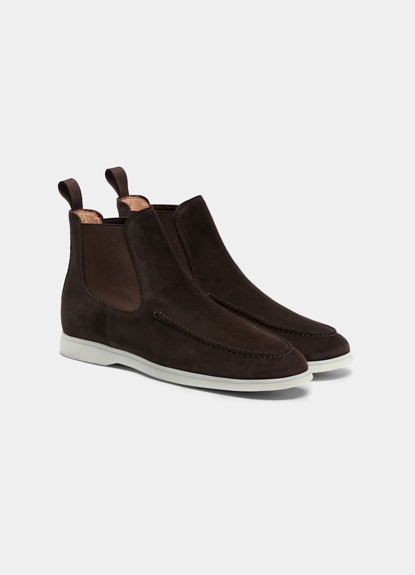 SUITSUPPLY Calf Suede Brown Casual Chelsea Boot