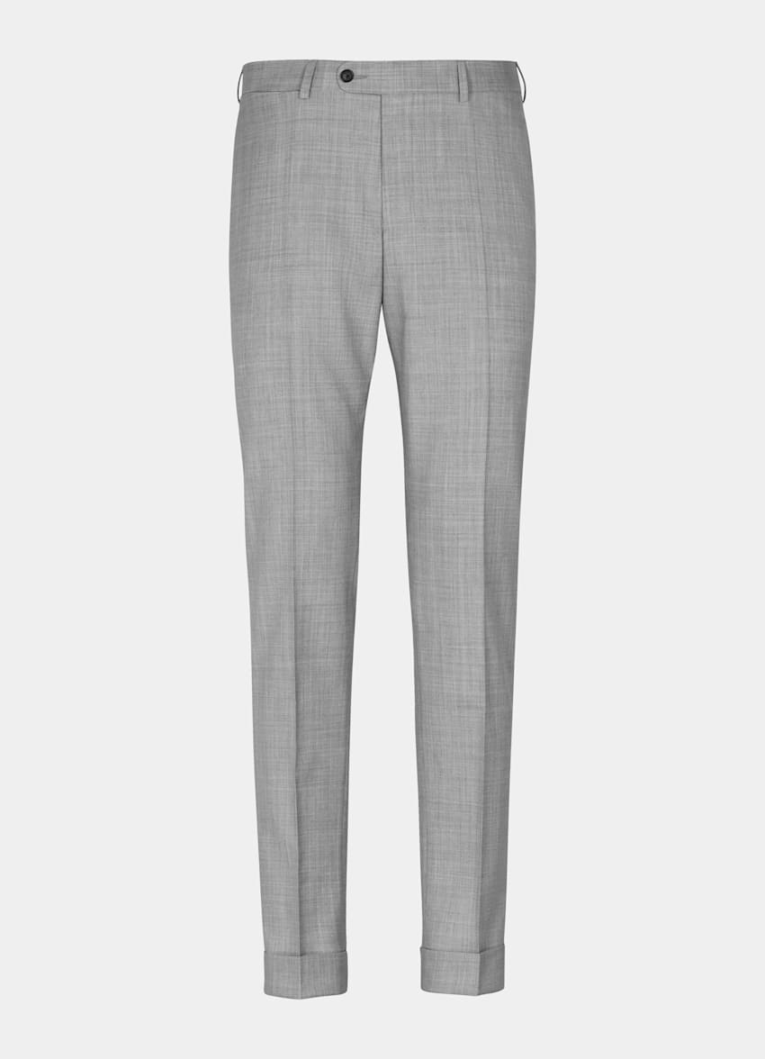 SUITSUPPLY Pure S120's Tropical Wool by Vitale Barberis Canonico, Italy Light Grey Three-Piece Tailored Fit Havana Suit