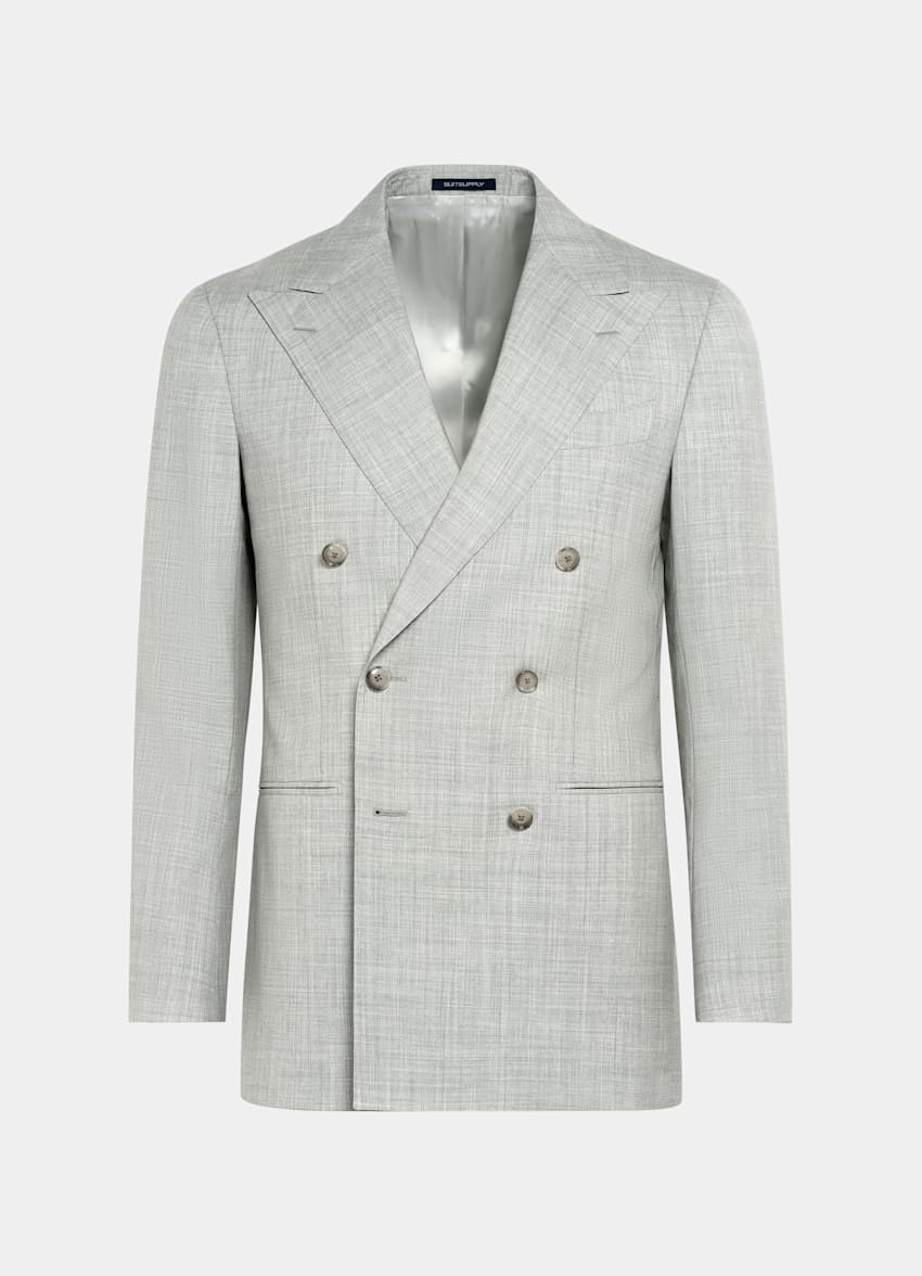 SUITSUPPLY Pure S120's Tropical Wool by Vitale Barberis Canonico, Italy Light Grey Custom Made Suit