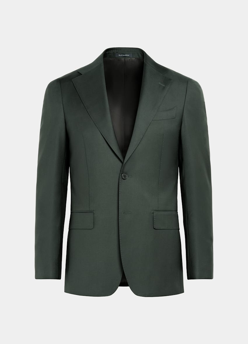 SUITSUPPLY Pura lana S110s de Vitale Barberis Canonico, Italia Traje Custom Made verde oscuro