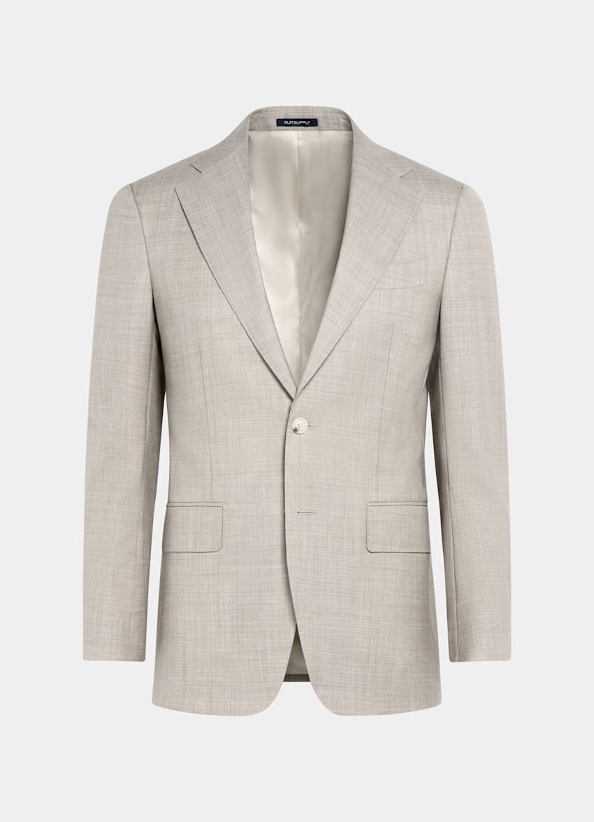SUITSUPPLY All Season Pure Tropical Wool by Vitale Barberis Canonico, Italy Light Brown Custom Made Suit