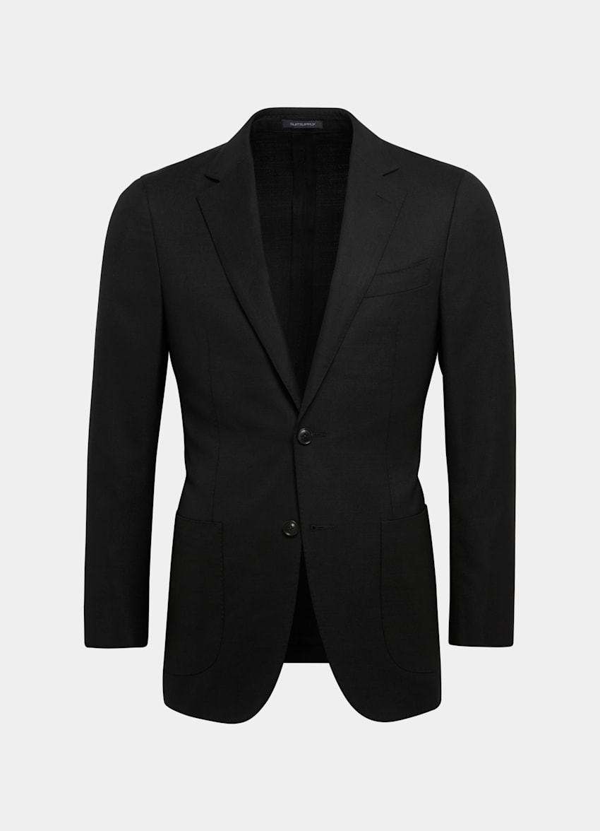 Men's Black Stretch Wool Knit Suit