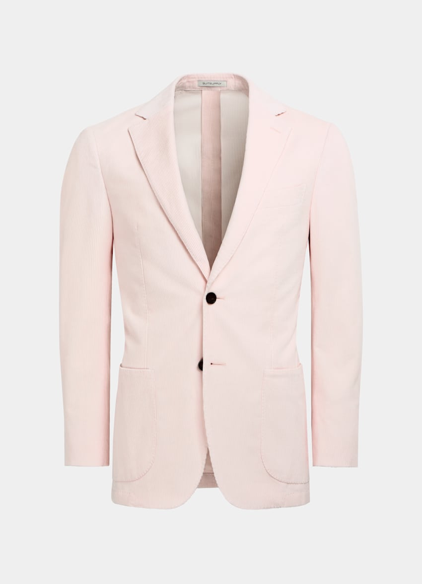 SUITSUPPLY Pure Cotton Corduroy by Pontoglio, Italy Pink Tailored Fit Havana Suit