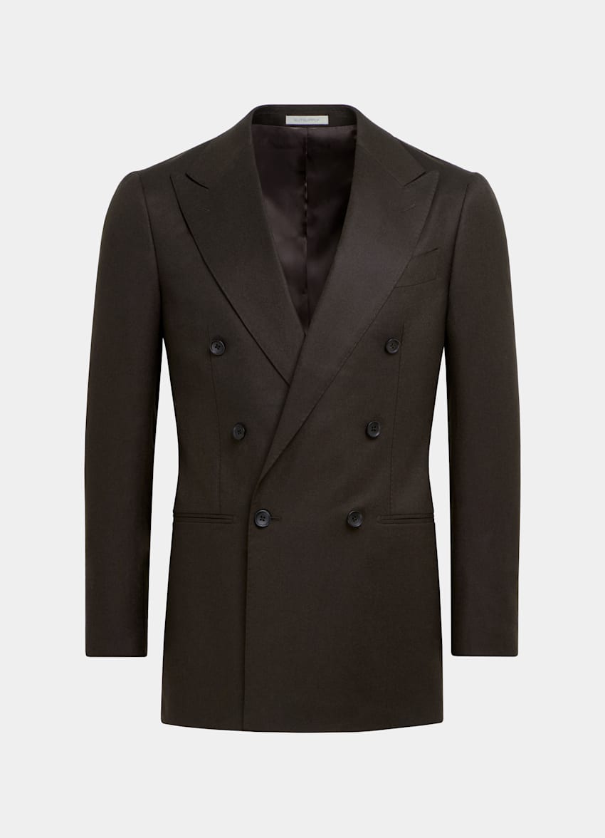 SUITSUPPLY Pure S120's Flannel Wool by Vitale Barberis Canonico, Italy Dark Brown Havana Suit