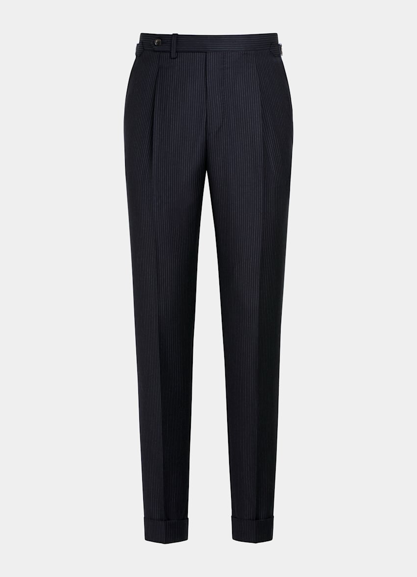 SUITSUPPLY Pure S130's Wool by Vitale Barberis Canonico, Italy Navy Striped Havana Suit