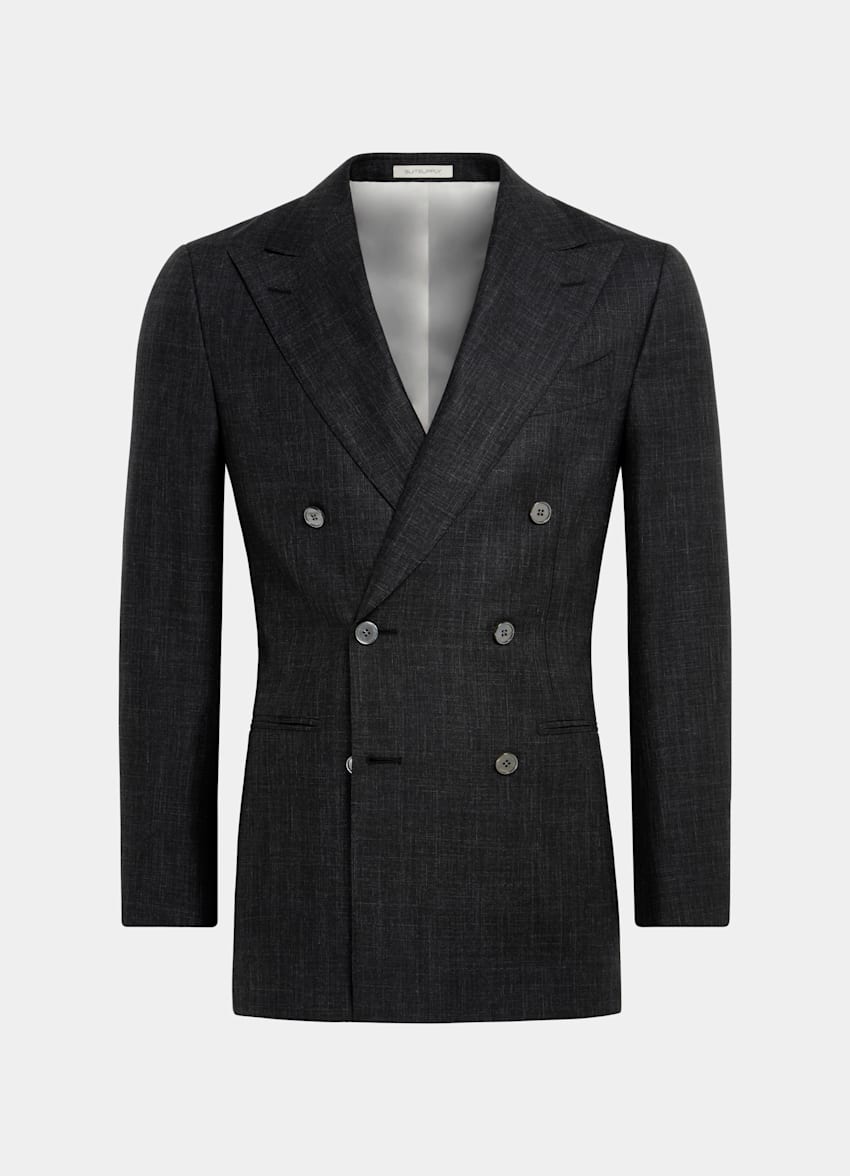 SUITSUPPLY Wool Silk Linen by E.Thomas, Italy Dark Grey Havana Suit