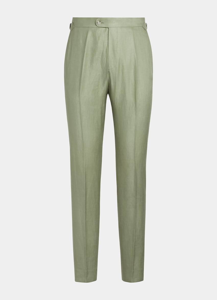 SUITSUPPLY Pure Linen by Leomaster, Italy Light Green Tailored Fit Havana Suit