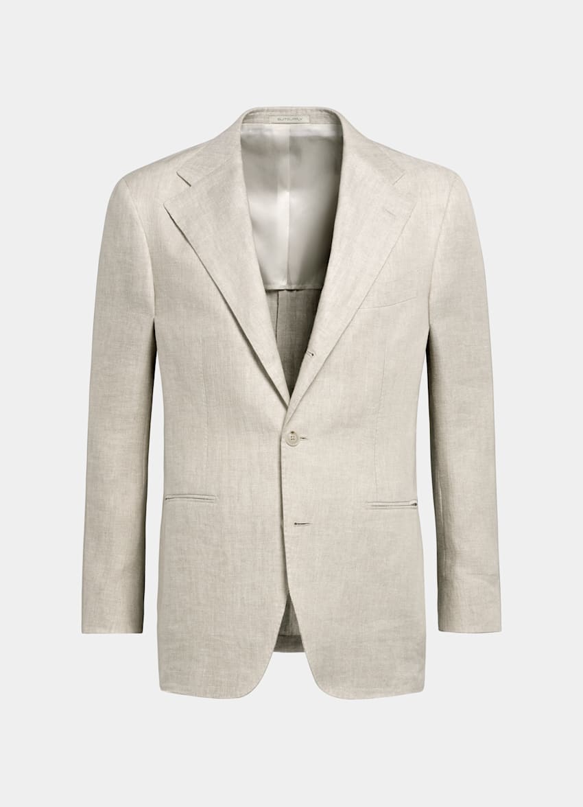SUITSUPPLY Pure Linen by Solbiati, Italy Sand Herringbone Roma Suit
