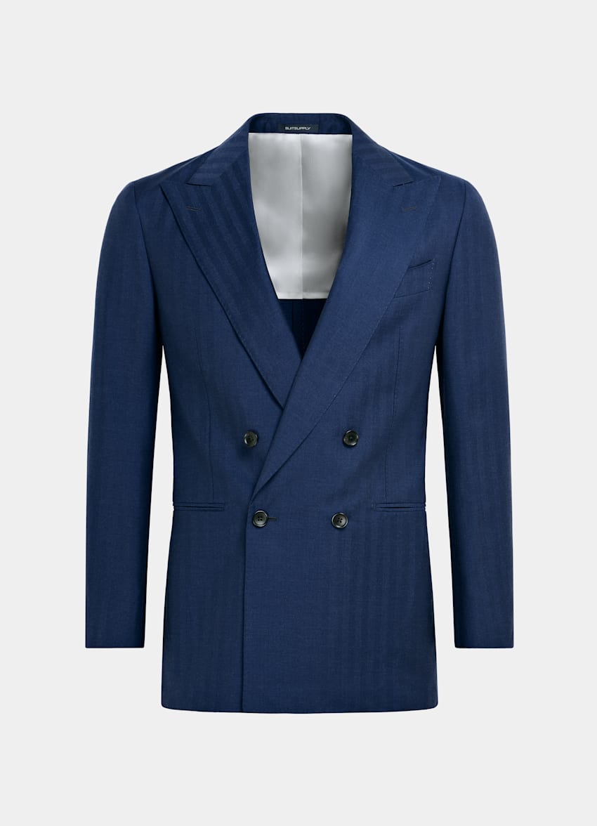 Mid Blue Herringbone Perennial Havana Suit in Wool Silk | SUITSUPPLY US