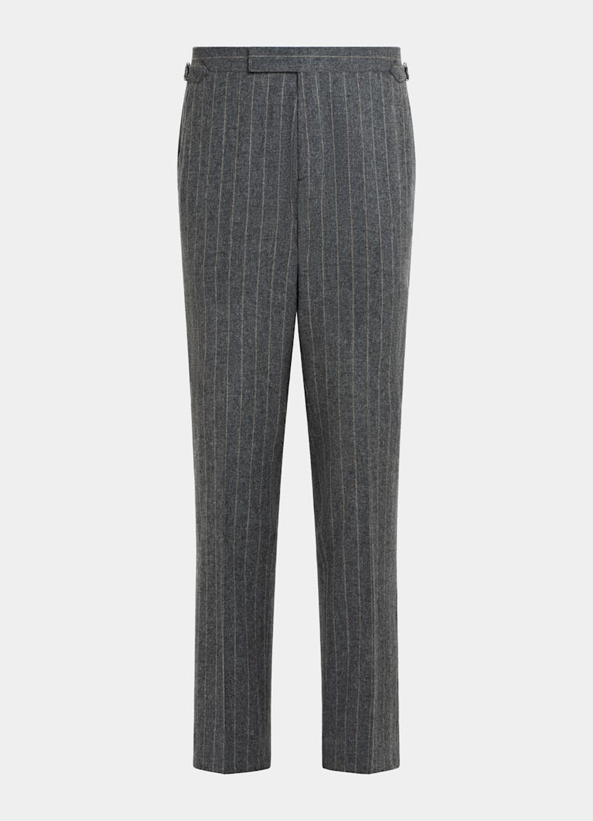 SUITSUPPLY Pure Wool by E.Thomas, Italy Dark Grey Striped Milano Suit