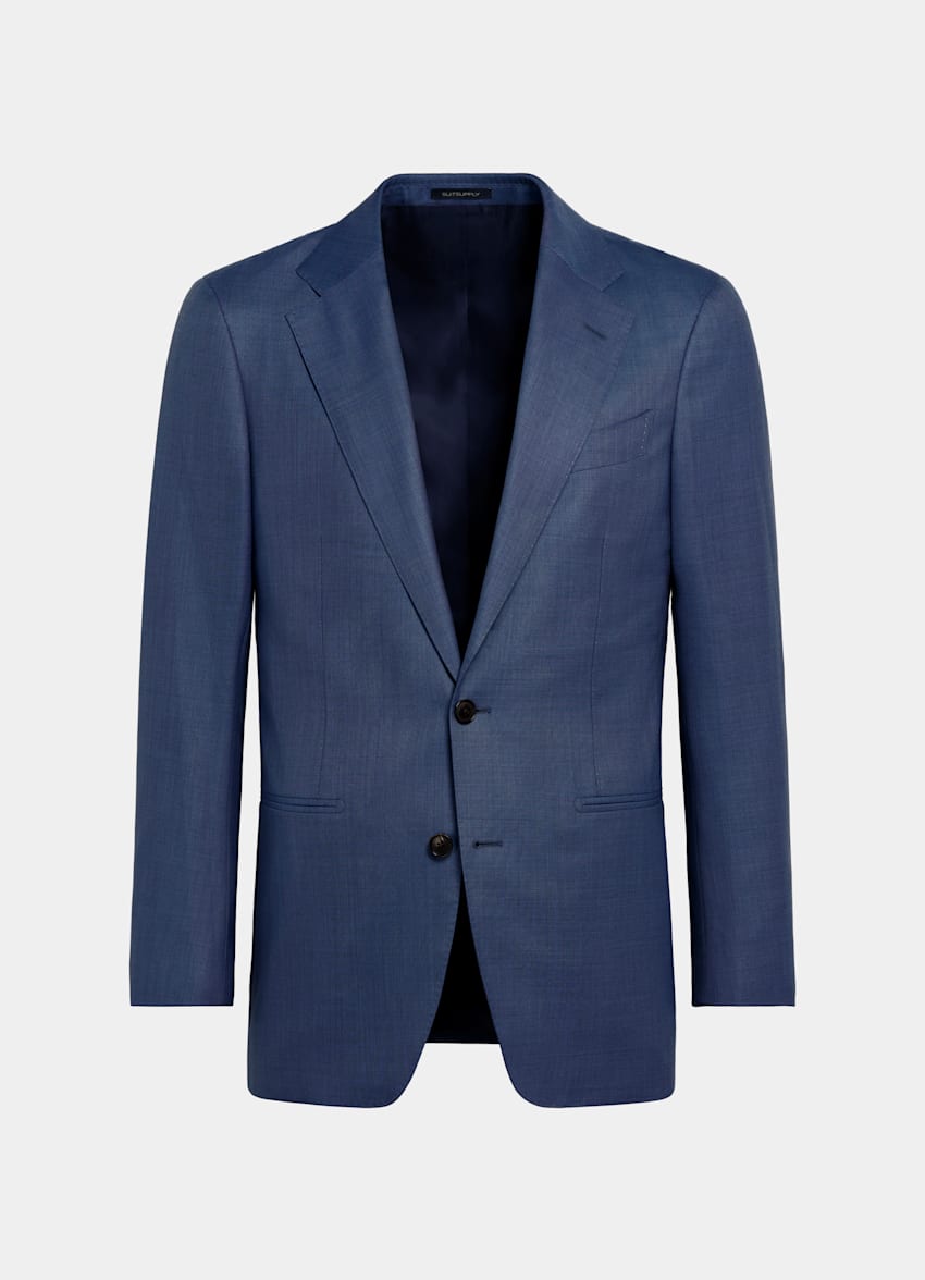 SUITSUPPLY Pure S150's Wool by E.Thomas, Italy Mid Blue Tailored Fit Havana Suit