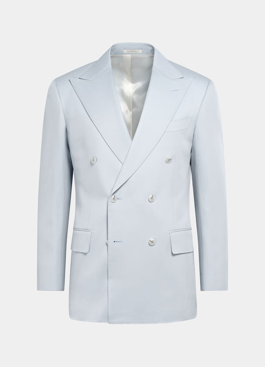 SUITSUPPLY All Season Pure S120's Wool by E.Thomas, Italy Light Blue Tailored Fit Milano Suit