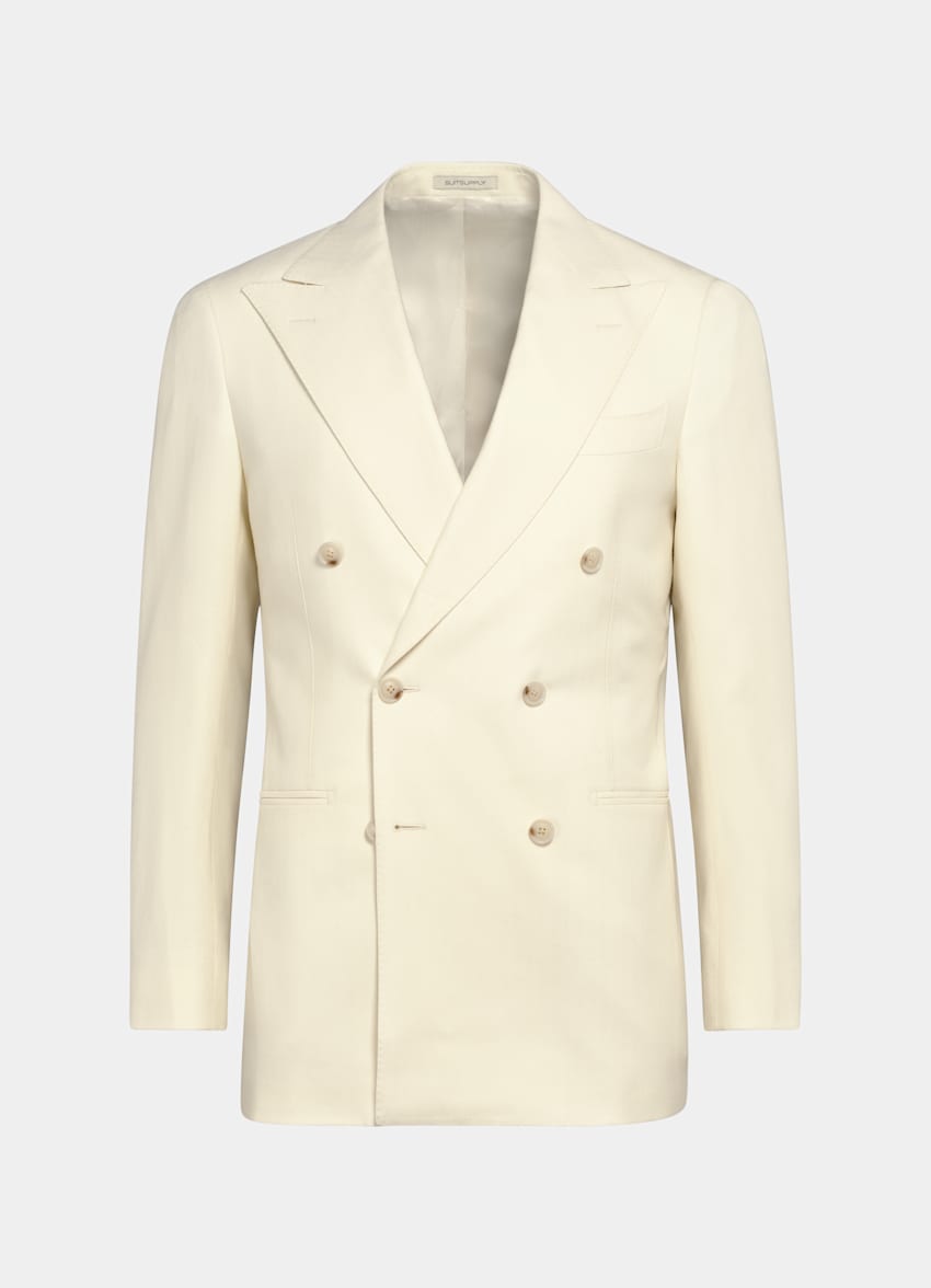 SUITSUPPLY Hiver Pure laine par Rogna, Italie Costume Havana coupe Tailored blanc cassé à chevrons