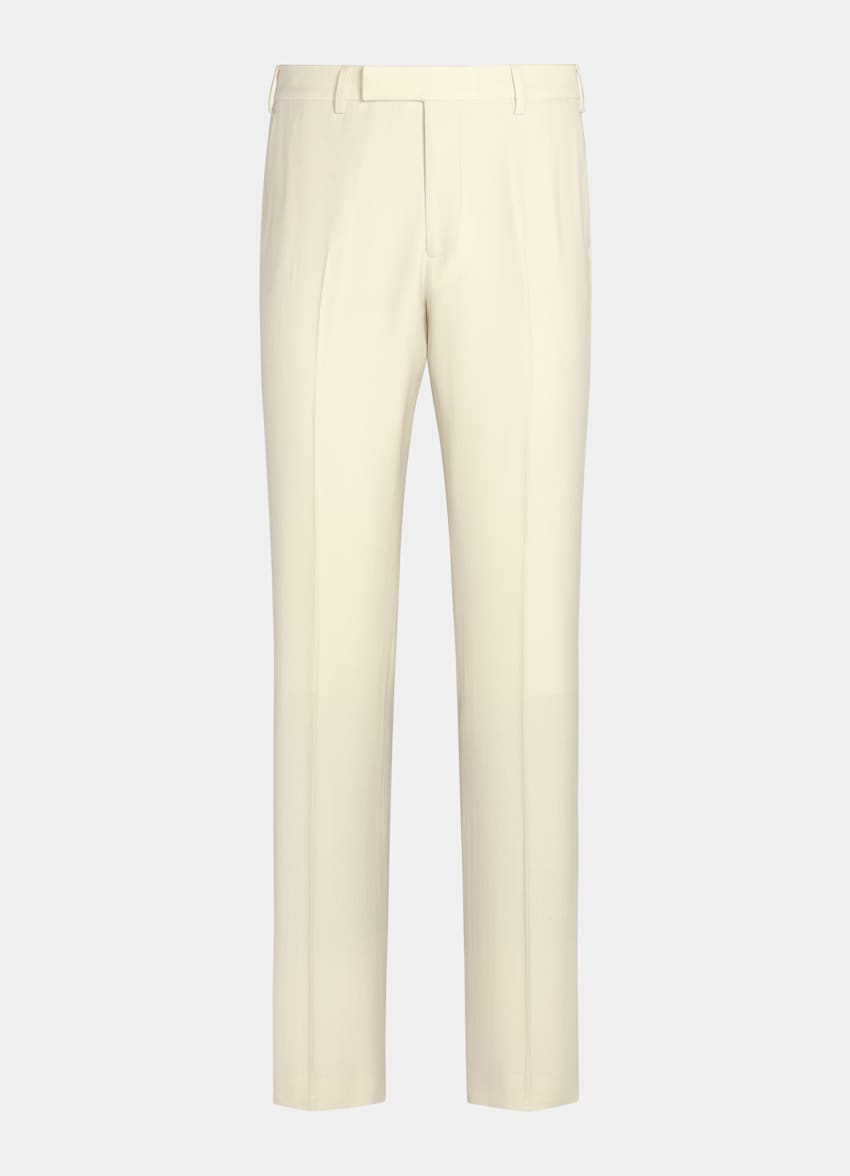 SUITSUPPLY Winter Pure Wool by Rogna, Italy Off-White Herringbone Tailored Fit Havana Suit