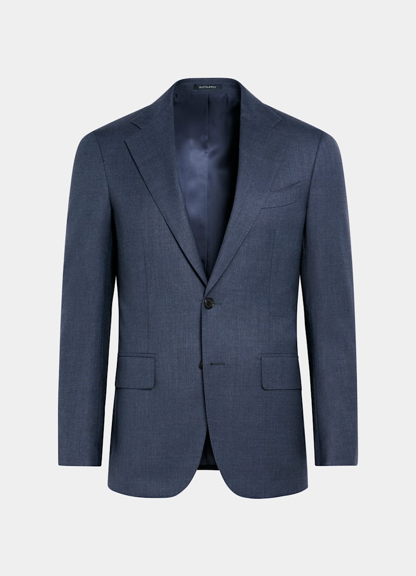 SUITSUPPLY All Season Ren S130's-ull från E.Thomas, Italien Havana medelblå kostym med tailored fit