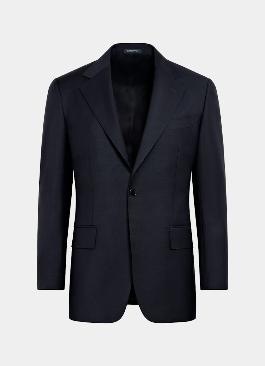 SUITSUPPLY All Season Wool Mohair by Vitale Barberis Canonico, Italy Navy Tailored Fit Milano Suit