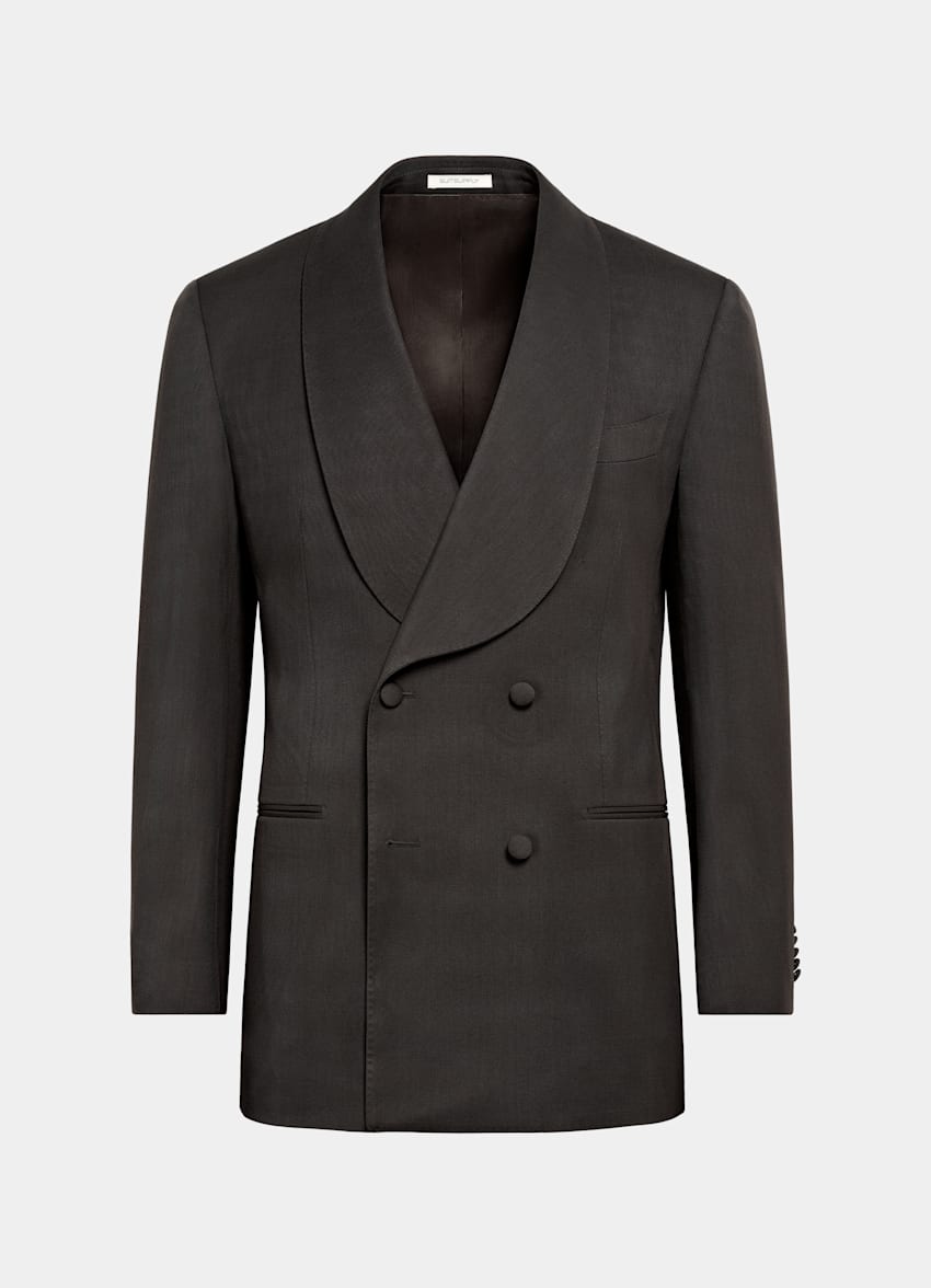 SUITSUPPLY All Season Pure S120's Wool by E.Thomas, Italy Dark Brown Tailored Fit Milano Tuxedo