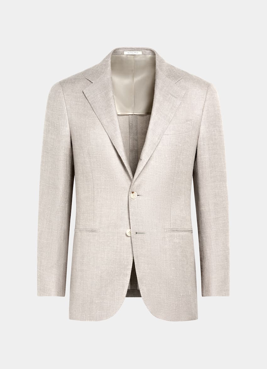SUITSUPPLY Été Soie, lin et laine par E.Thomas, Italie Costume Havana coupe Tailored taupe clair