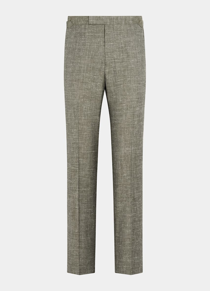 SUITSUPPLY Summer Wool Silk Linen by Rogna, Italy Light Green Tailored Fit Havana Suit