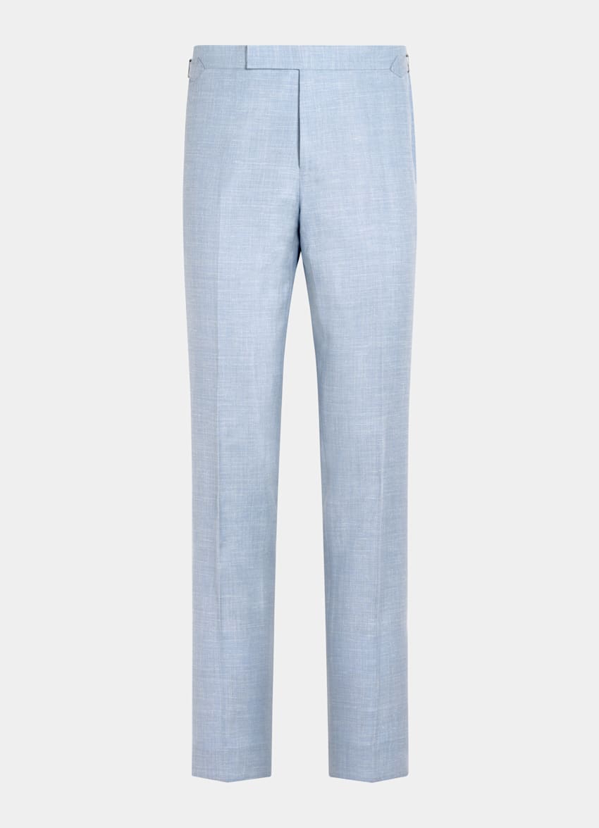 SUITSUPPLY Summer Wool Silk Linen by E.Thomas, Italy Light Blue Tailored Fit Havana Suit