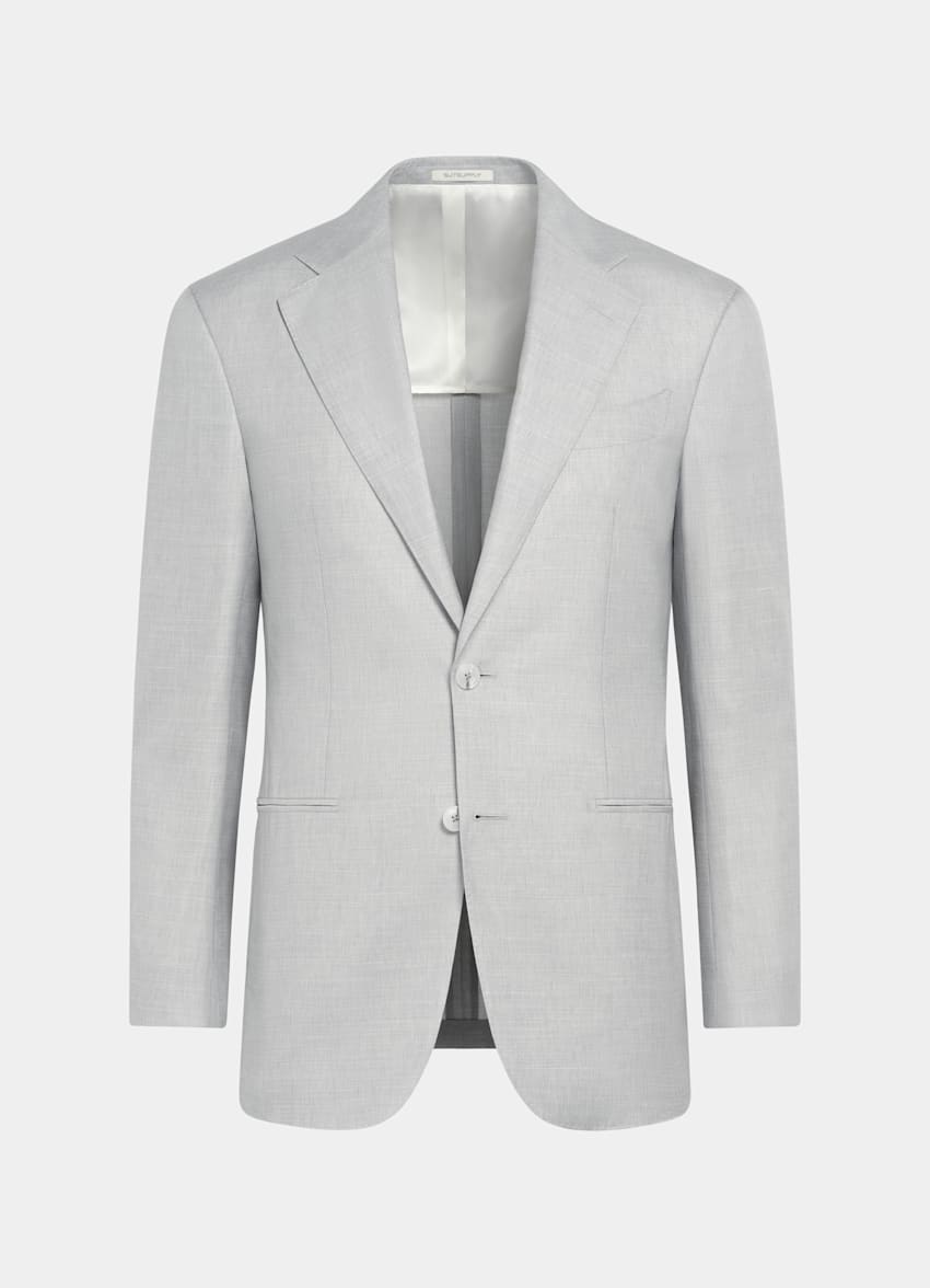 SUITSUPPLY Summer Wool Silk Linen by Rogna, Italy Light Grey Tailored Fit Havana Suit