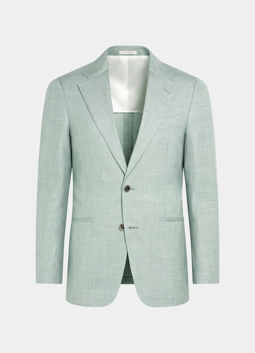 SUITSUPPLY Summer Wool Silk Linen by E.Thomas, Italy Light Green Tailored Fit Havana Suit