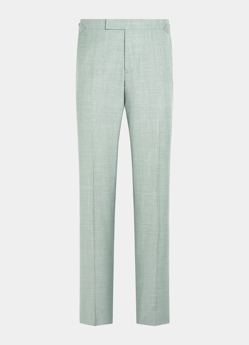 SUITSUPPLY Summer Wool Silk Linen by E.Thomas, Italy Light Green Tailored Fit Havana Suit
