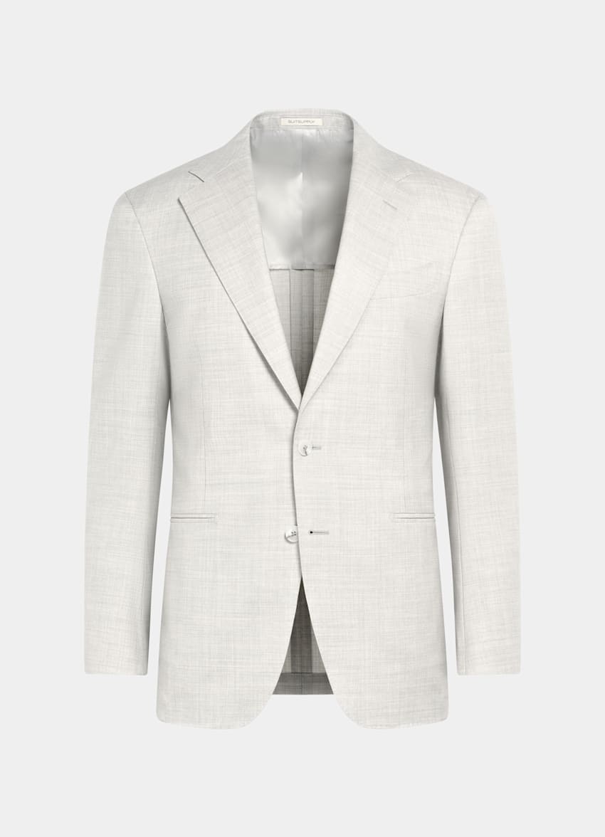 SUITSUPPLY All Season Pure S130's Wool by Drago, Italy Light Grey Tailored Fit Havana Suit
