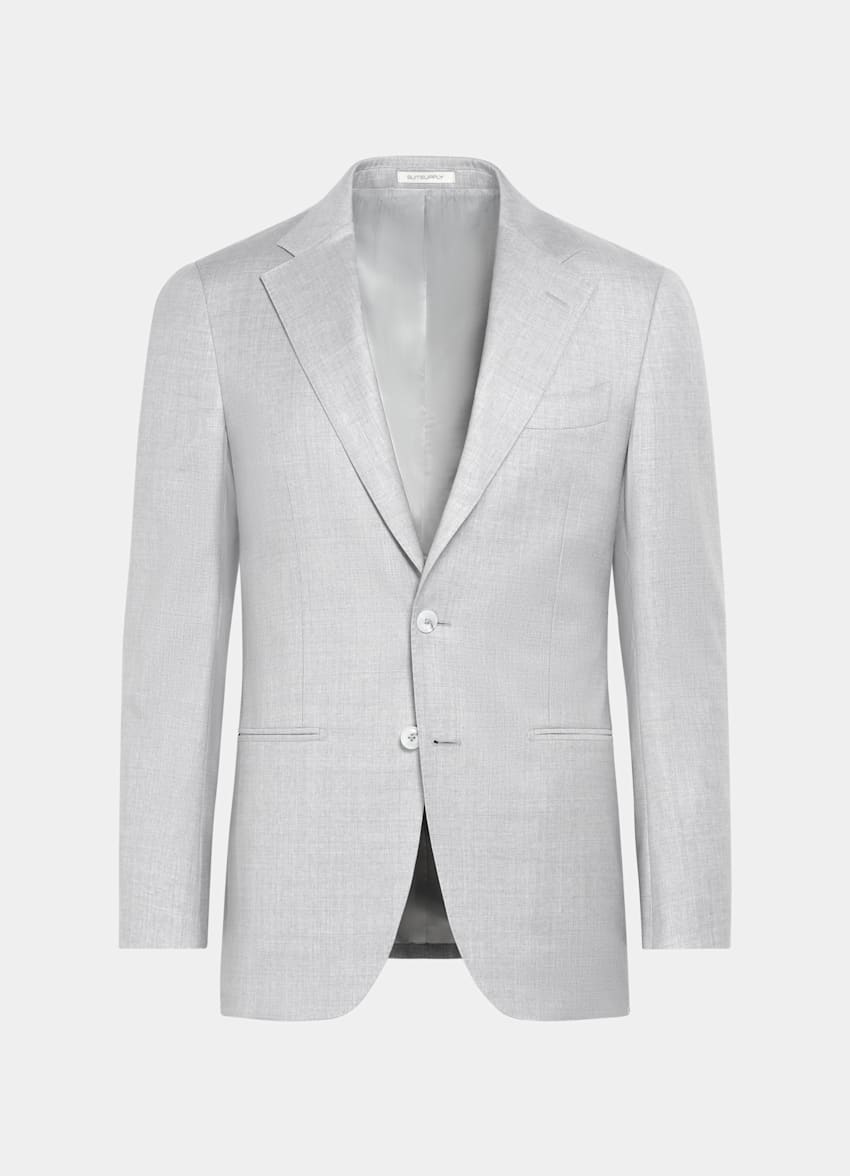 SUITSUPPLY All Season Pure Wool by Reda, Italy Light Grey Perennial Tailored Fit Havana Suit