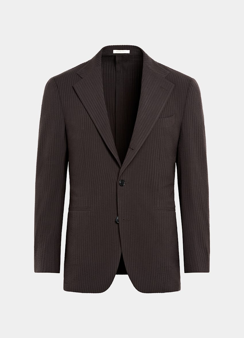 SUITSUPPLY Summer Pure Wool by Delfino, Italy Dark Brown Relaxed Fit Roma Suit