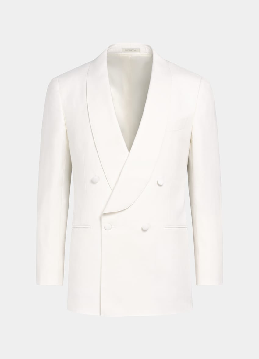 SUITSUPPLY All Season Wool Silk by Piacenza, Italy Off-White Tailored Fit Milano Tuxedo