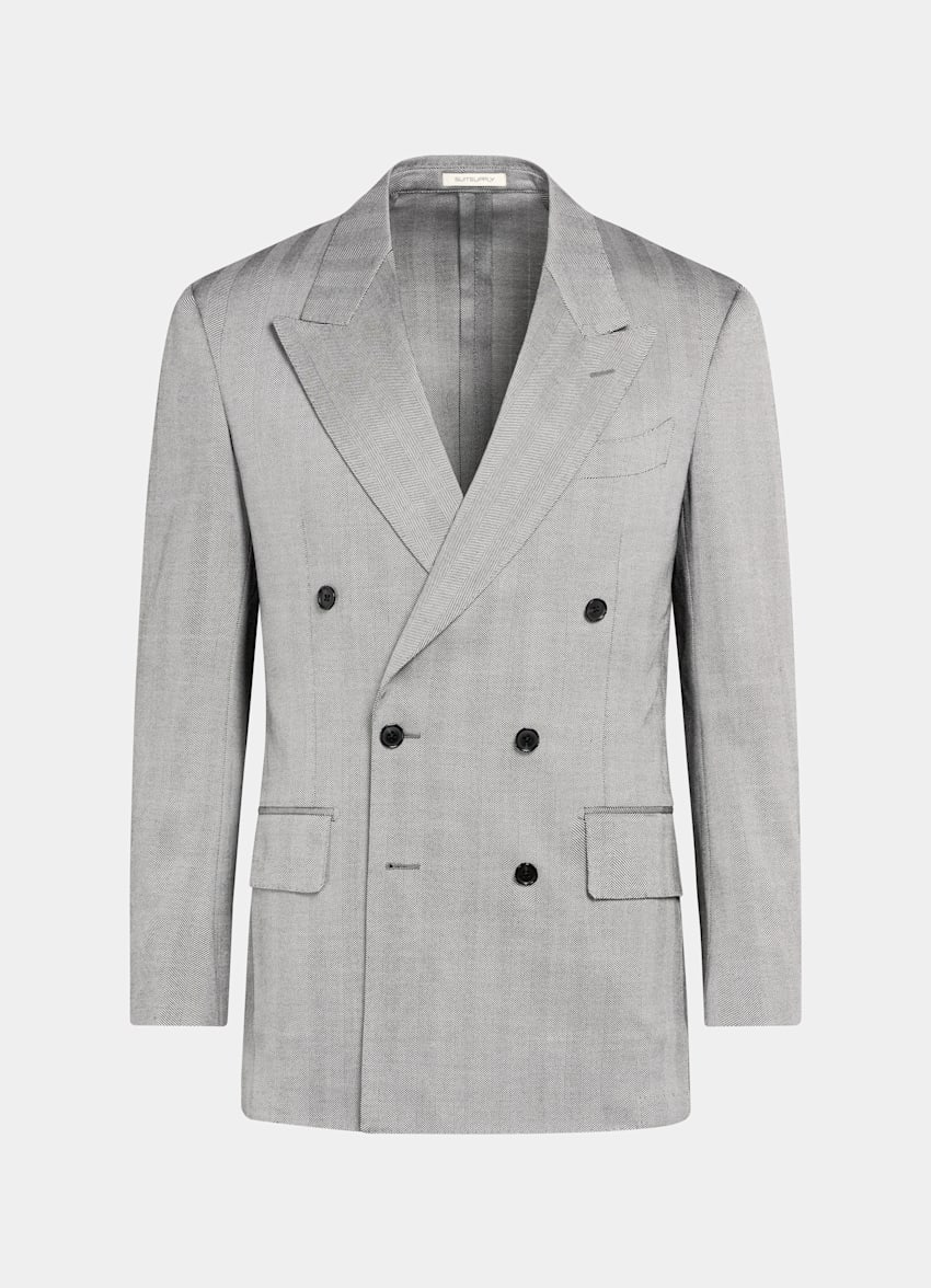 SUITSUPPLY All season Laine soie par Rogna, Italie Costume Milano coupe Tailored gris à chevrons