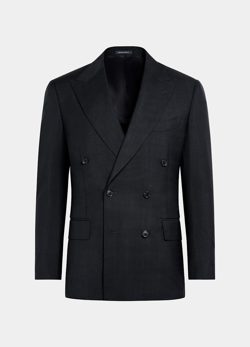 SUITSUPPLY All Season Wool Mohair by Vitale Barberis Canonico, Italy Navy Tailored Fit Milano Suit