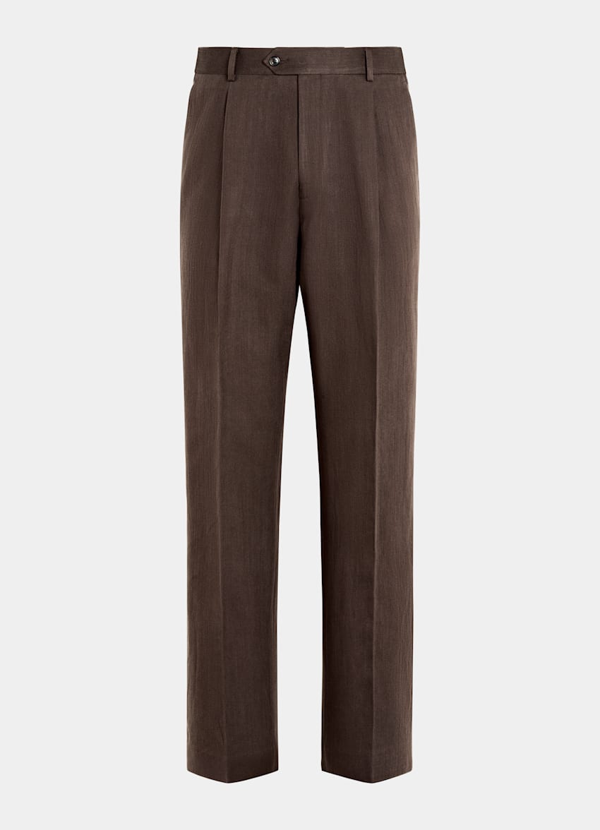 SUITSUPPLY Summer Cotton Linen by Emmetex, Italy Mid Brown Tailored Fit Milano Suit