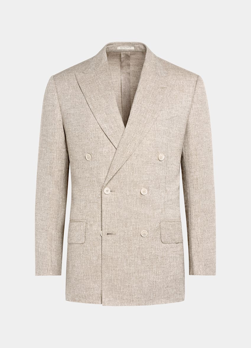 SUITSUPPLY Summer Linen Blend by Ferla, Italy Sand Tailored Fit Milano Suit