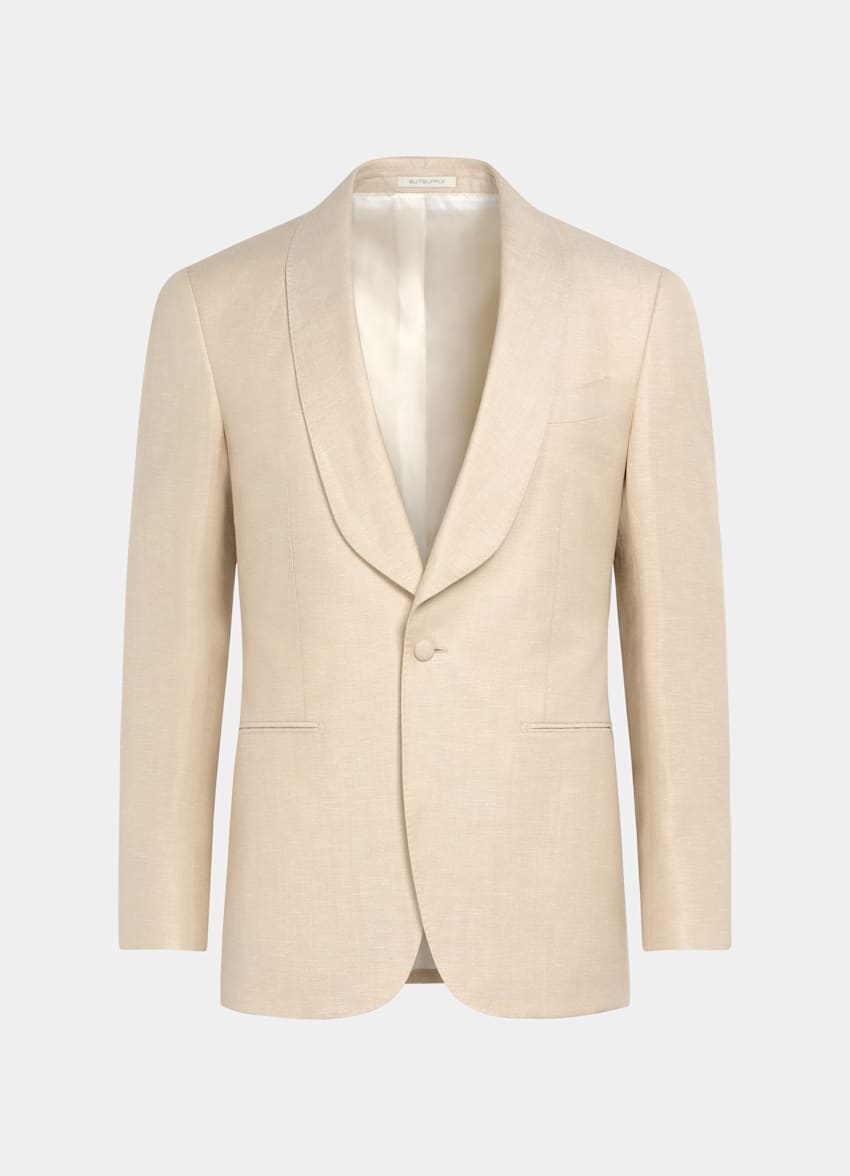 SUITSUPPLY Summer Wool Linen by Reda, Italy Sand Tailored Fit Havana Tuxedo