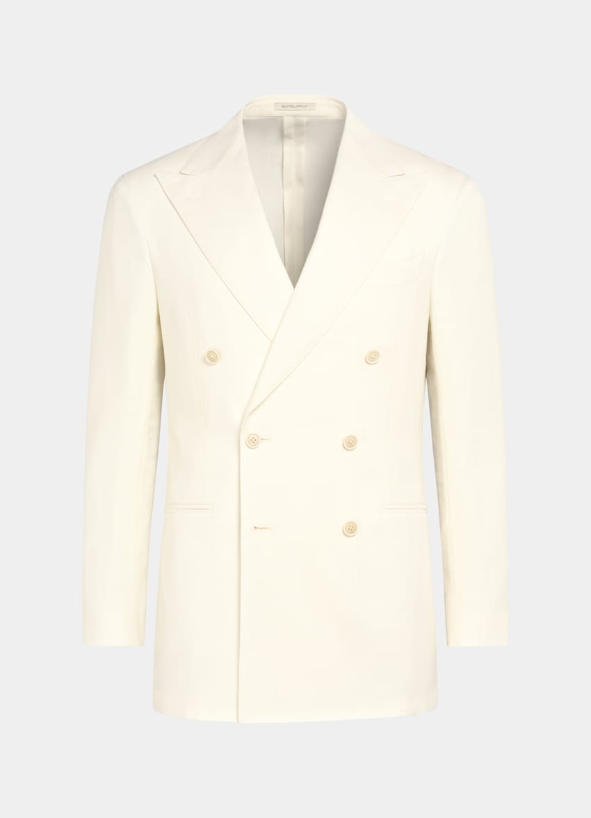 SUITSUPPLY Summer Linen Wool by Rogna, Italy Off-White Tailored Fit Havana Suit