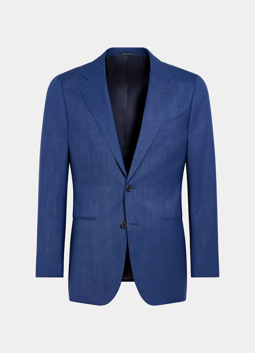 SUITSUPPLY Pure S110's Wool by Vitale Barberis Canonico, Italy Mid Blue Perennial Tailored Fit Havana Suit