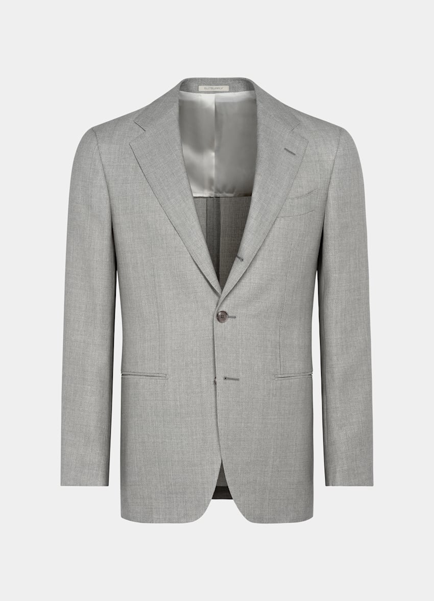 SUITSUPPLY Pure Wool by Vitale Barberis Canonico, Italy Light Grey Tailored Fit Havana Suit