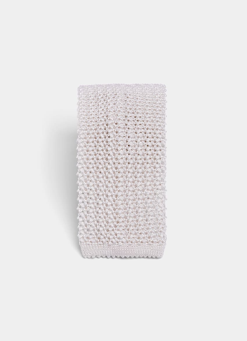 SUITSUPPLY Pure Silk by Canepa, Italy Off-White Knitted Tie