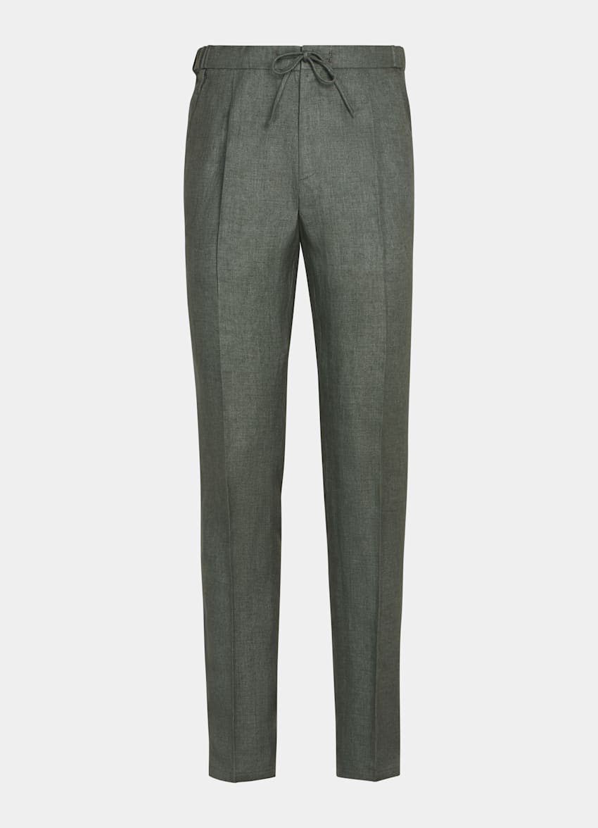 SUITSUPPLY Pure Linen by Solbiati, Italy Green Slim Leg Tapered Ames Trousers